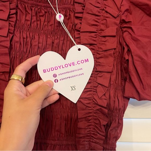 BUDDYLOVE TANDY PUFF SLEEVE TOP - MAROON - Picture 4 of 6
